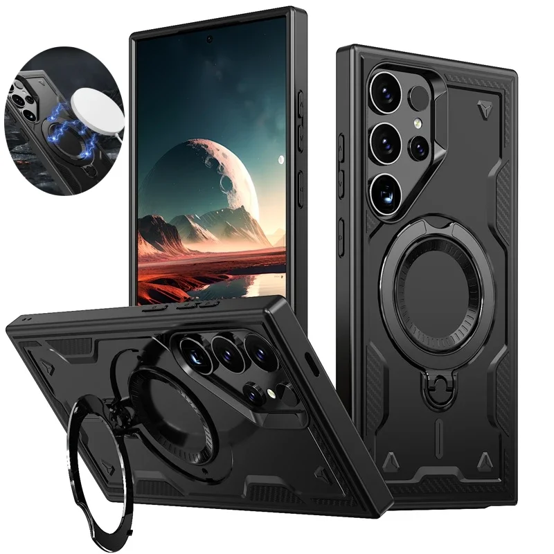 

Case for Samsung Galaxy S24 ultra magnetic 360 ° rotating ring stand armor shockproof plastic TPU frame protection back cover