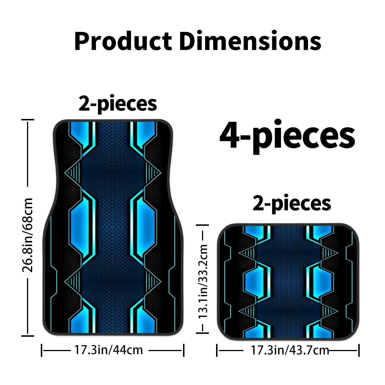 4pcs Set High-Tech Geometric Pattern Car Floor Mats | Easy To Clean, Decorative And Protective Additions For Driving Position, S