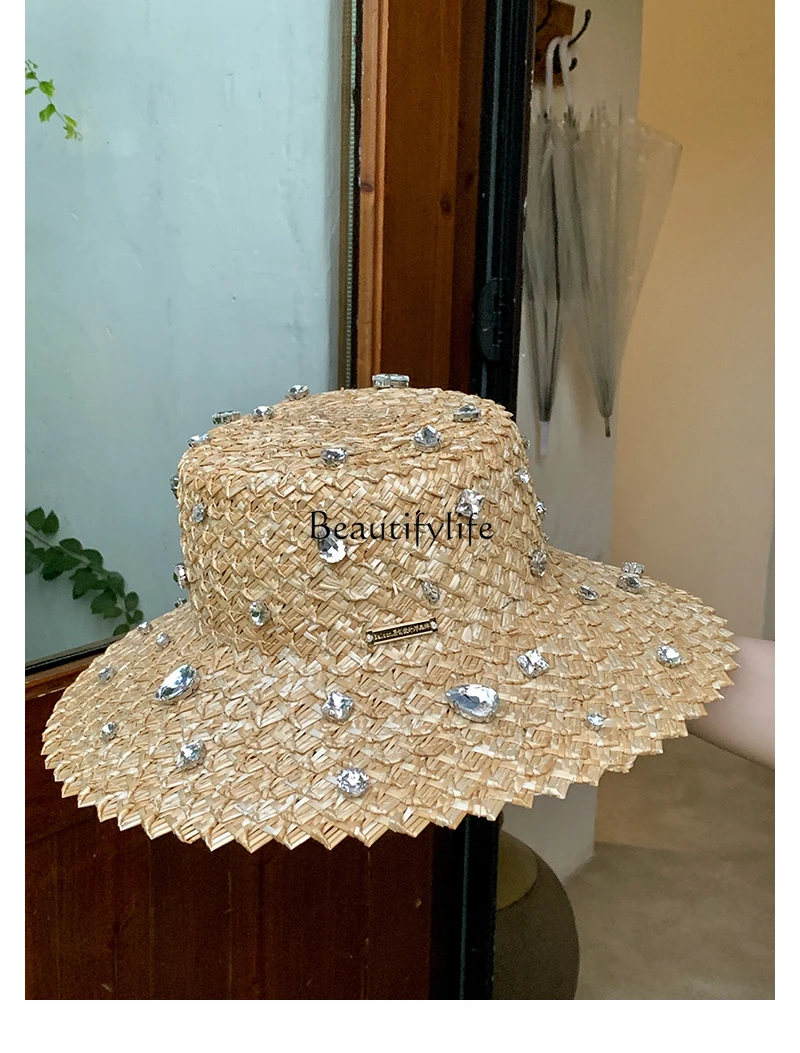 

Shell Diamond Hand Knitted Hat Sun Hat Summer Seaside Vacation Straw Hat Children