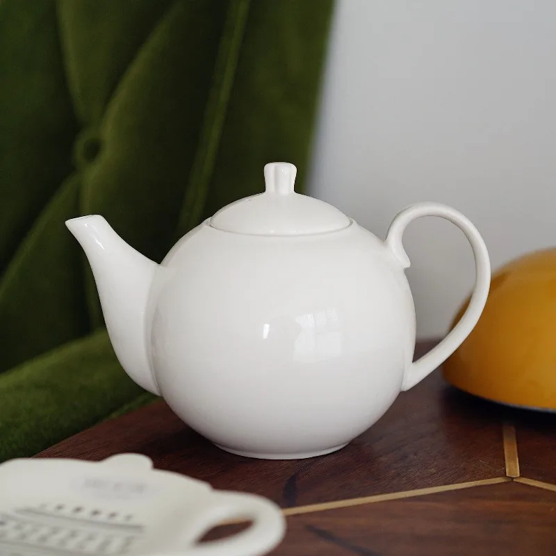

Nordic Round Ceramic White Teapot Ornaments Living Room Kitchen Dining Table Afternoon Tea Kettle Storage Pot Crafts Decoration