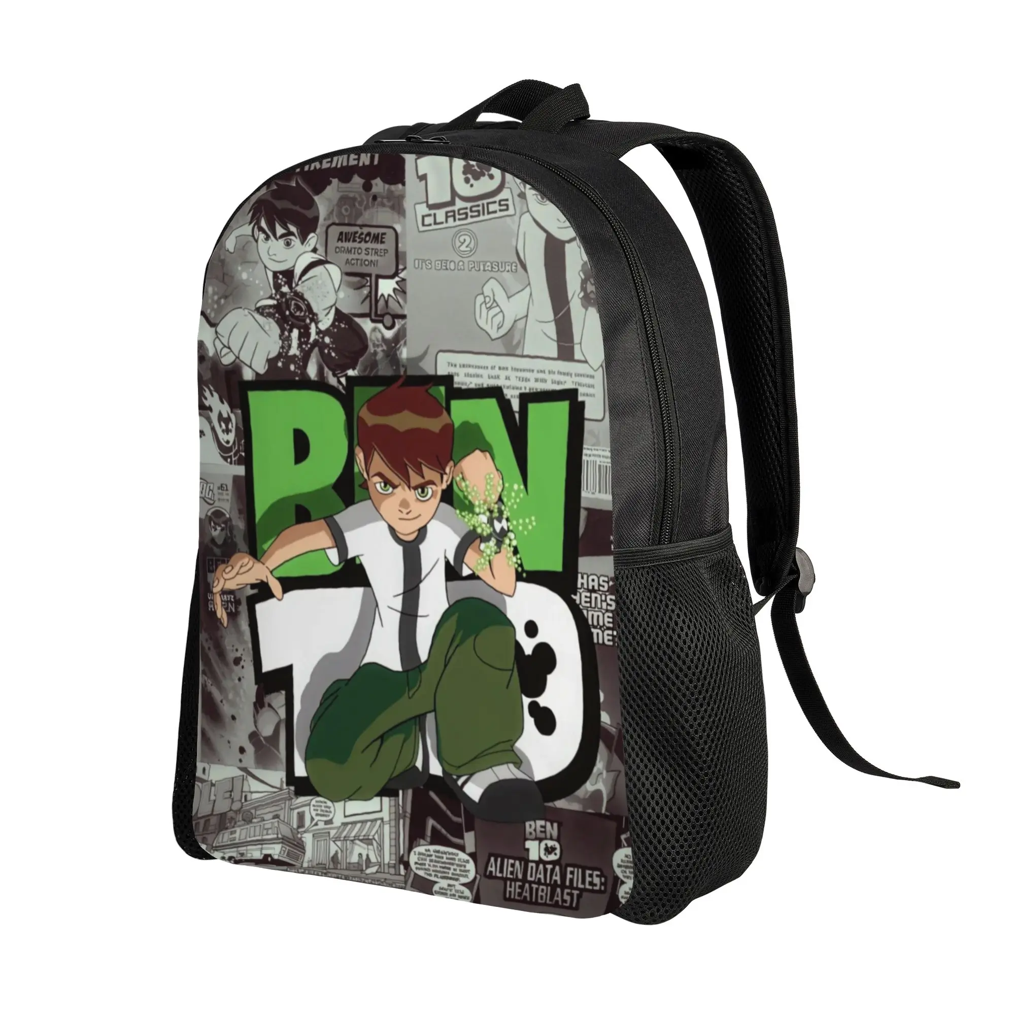 Back to school season Ben10 Retro Comic Style Poster Schoolbag Ben 10 High School Students Casual Backpack