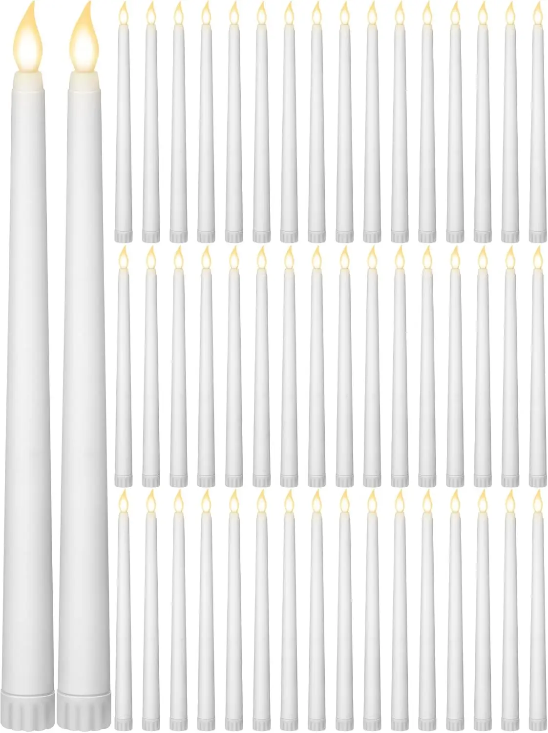 

48 Pcs Flameless LED Taper Candles Battery Operated Flickering for Wedding Party Decorations White Classic