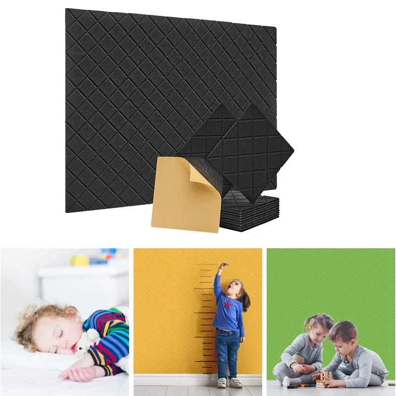 12 Pack Soundproof Wall Panels,12X12x0.4In Self Adhesive Sound Absorbing Panels,For Recording Studio,Office