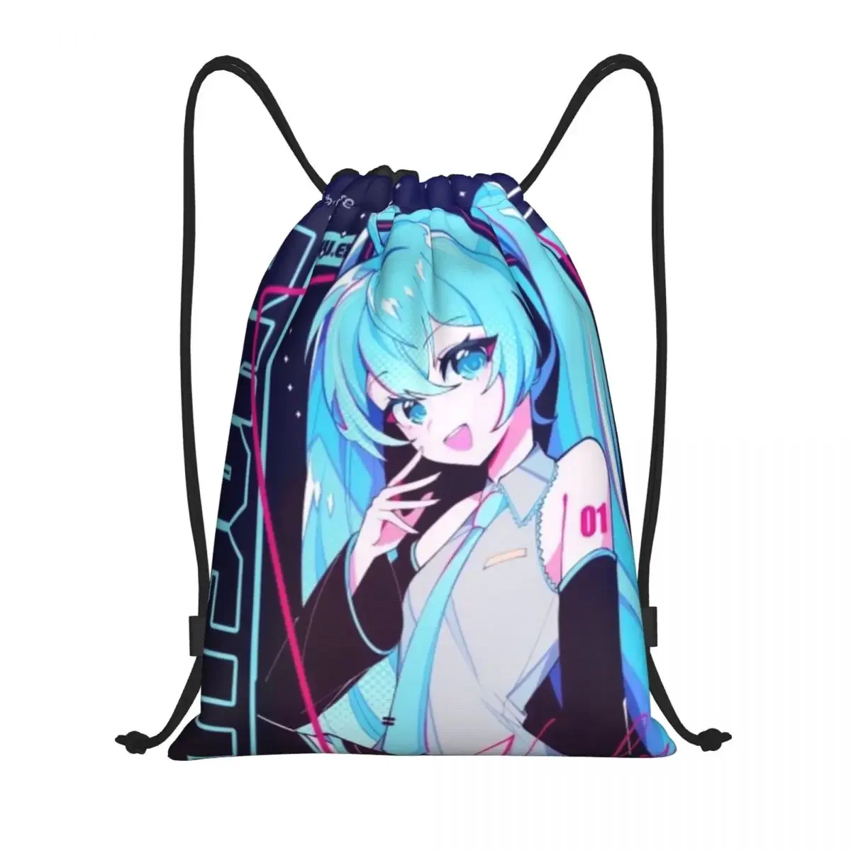 Miku Drawstring bag Storage Portable Handbags Grocery Shopping Shoulder bags foldable Travel Bag