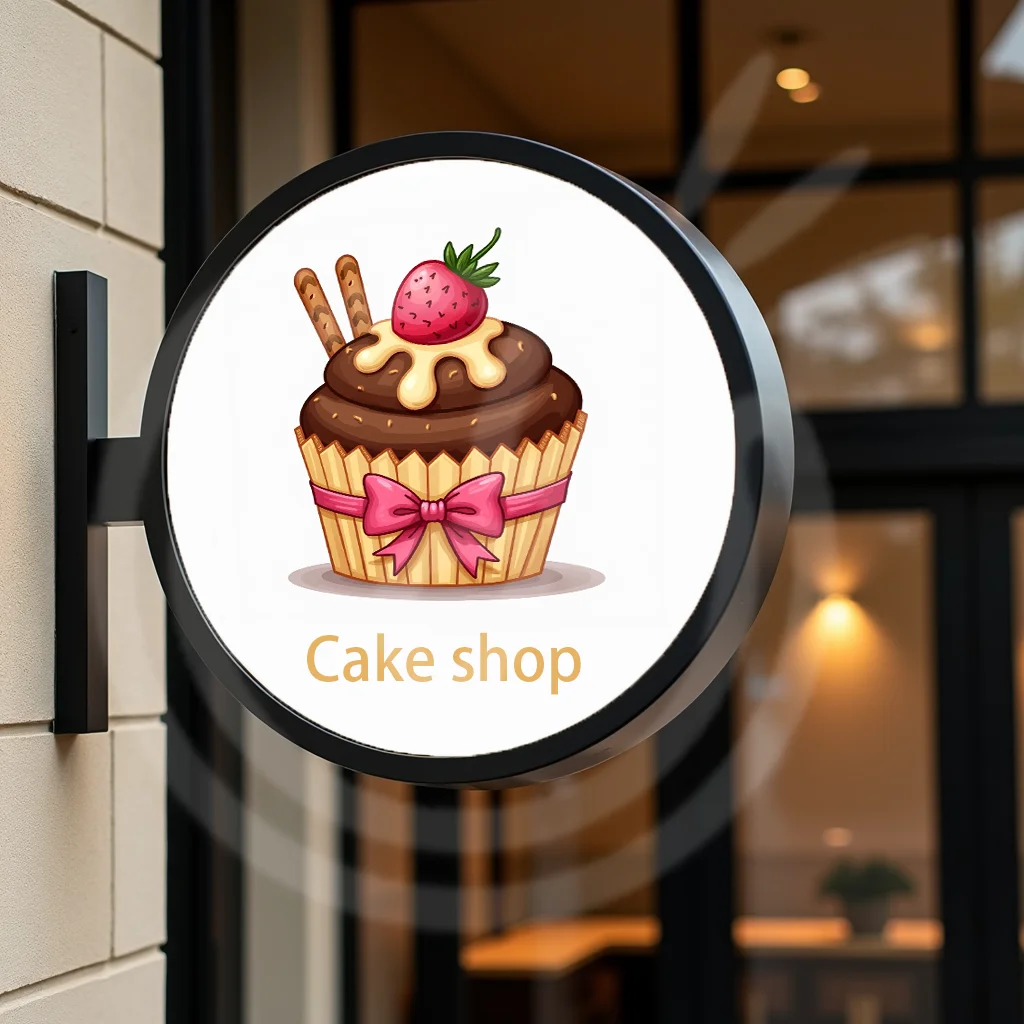 Custom Round Acrylic LED Cake Shop Light Box for Storefront Waterproof Double Sided Outdoor Business Signage Wall Mounted