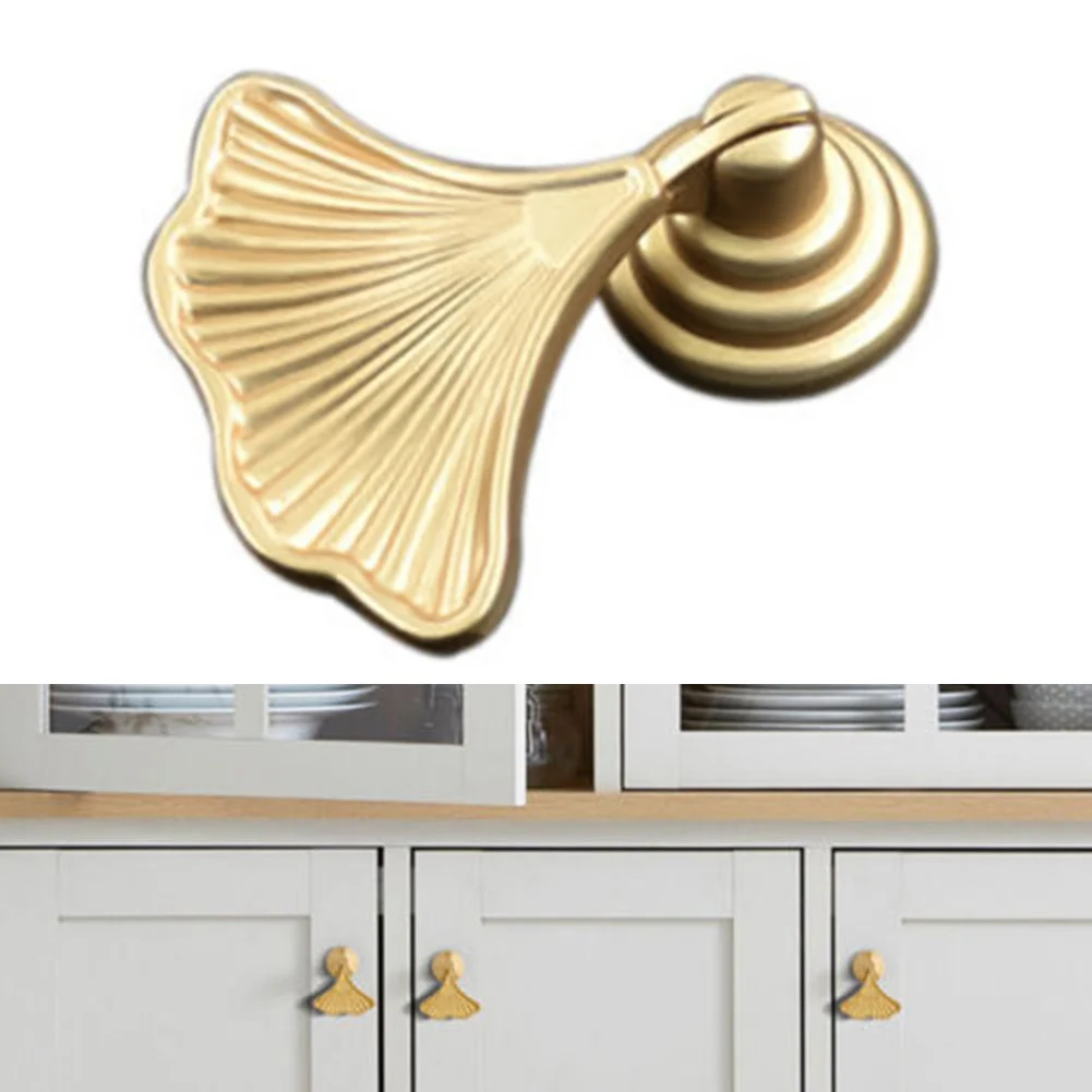 Wardrobe Door Knob Pull Ginkgo Leaf Style Reliable Drawer Handle Perfect for Furniture Upgrade and Refurbishing