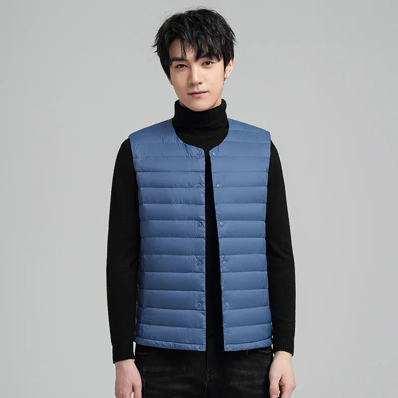 lightweight Down Vests Men 90% White Duck Down Packable Winter Vests Solid Portable Sleeveless Waistcoat Homme Warm Parkas