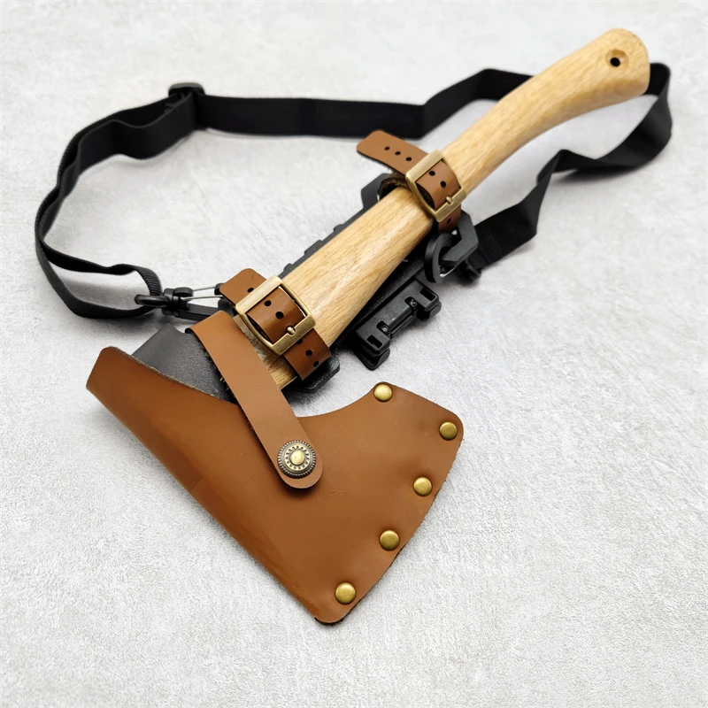 Outdool Tactical Molle Clip accessori portatili con copertura della lama dell'ascia durevole ascia in pelle Pu guaina Bushcraft strumenti da campeggio