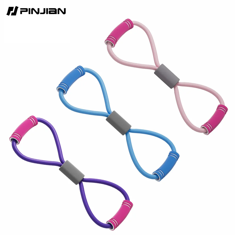 PINJIAN Resistance Bands 8-Shape Gym Yoga Tension Exercise Resistance Rope Strength Training Fitness Tool Portable Fitness Equip