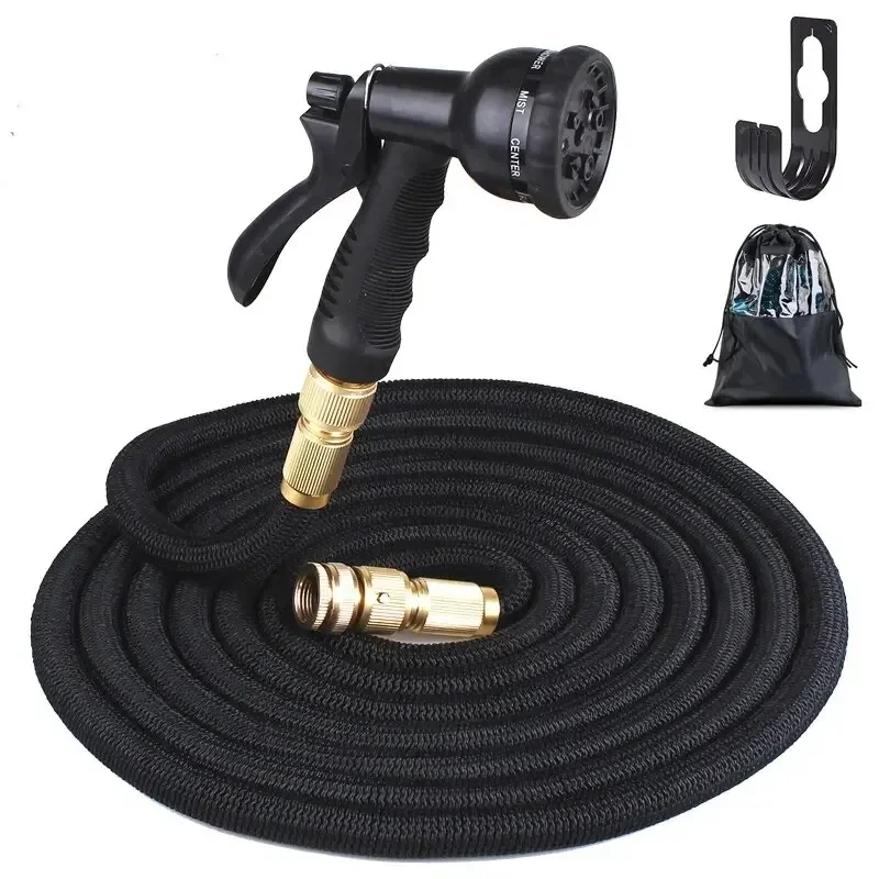 Quick Metal Connector Expandable Garden Hose with 8 Function Nozzle Flexible Expandable Garden Hose Lightweight No-Kink