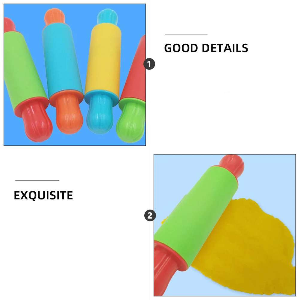 4 Pcs Painted Clay Rolling Pin Tools Playdough Supplies Kids Playthings Modelling Kit Plasticine Roller Toys