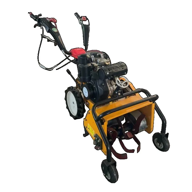 Self Propelled Mini Tiller Garden Tractor Cultivators With Grass Cutting Shaft Di esel Four Wheel Weeder For Farm