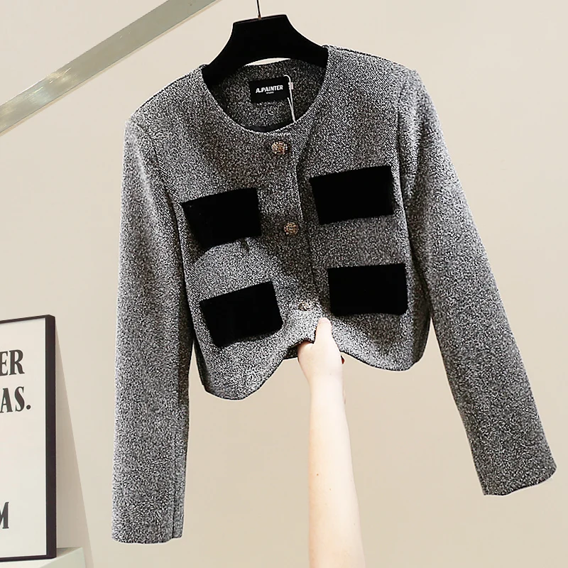 

Элегантное женское пальто Slim Fit с декоративными карманами, повседневное, премиум-класса, с круглым вырезом горловины