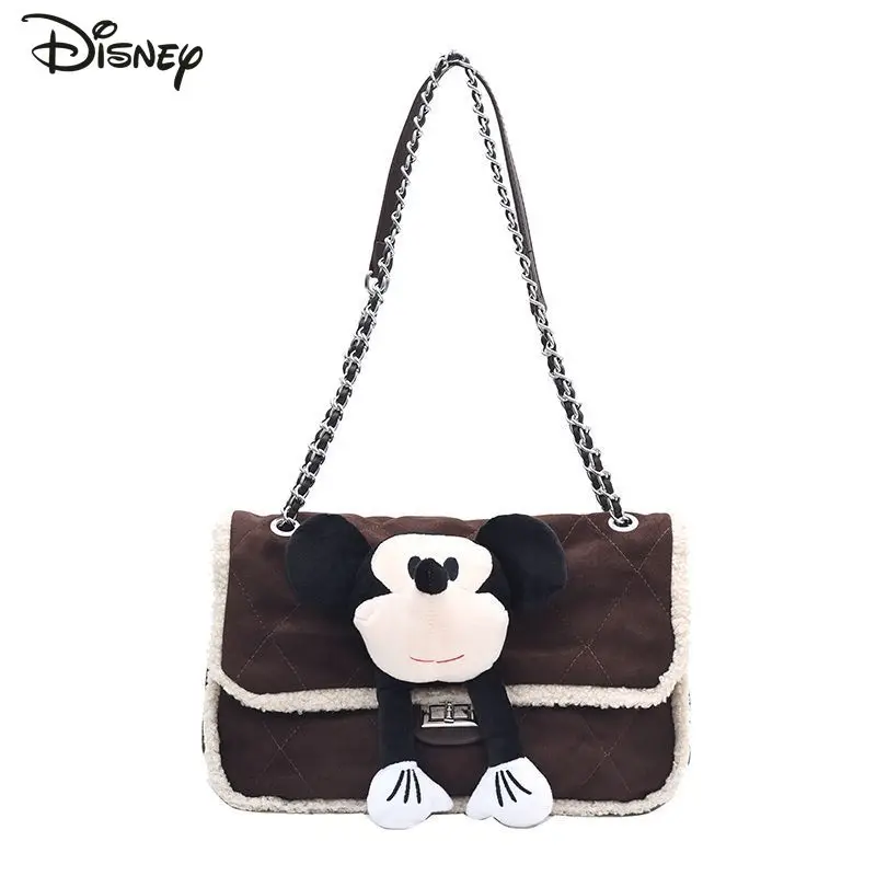 

Disney Mickey Casual Large Capacity Plush Bag Women's 2025 New Autumn Winter Versatile Shoulder Messenger Tote Bag