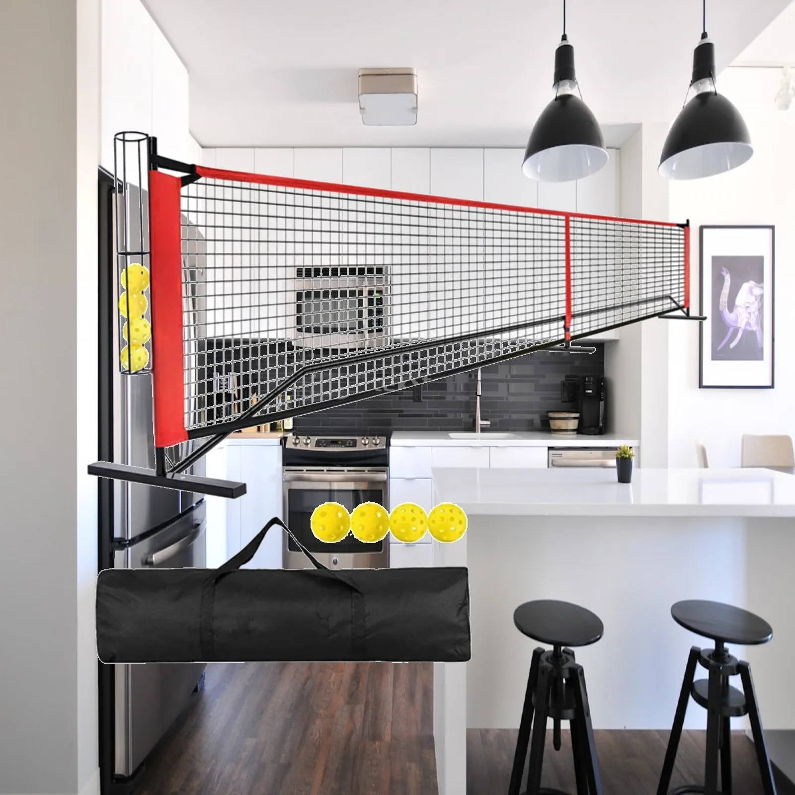Pickleball Net with Carrying Bag Portable Pickleball Net with Steel Frame Outdoor Weather-Resistant for Players, Driveway
