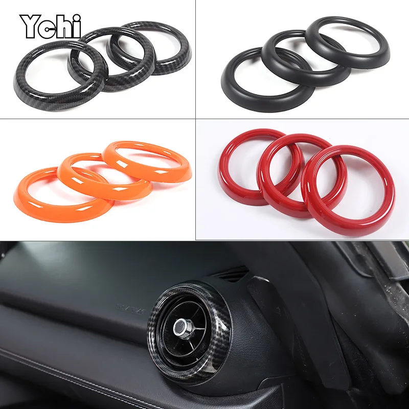 

For Mazda MX-5 2016-2023 ABS Carbon Fiber Car Dashboard Panel Air Outlet Decorative Ring Sticker Car Interior Accessories