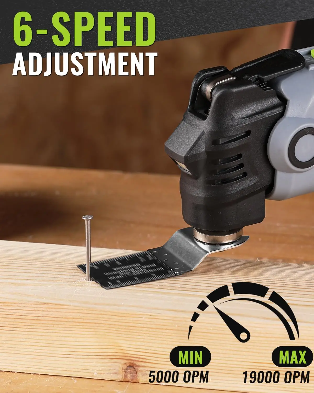 Cordless Oscillating Multi-Tool Kit with 19,000 RPM, 6 Speeds, 21 Accessories, Battery & Bag for DIY Projects