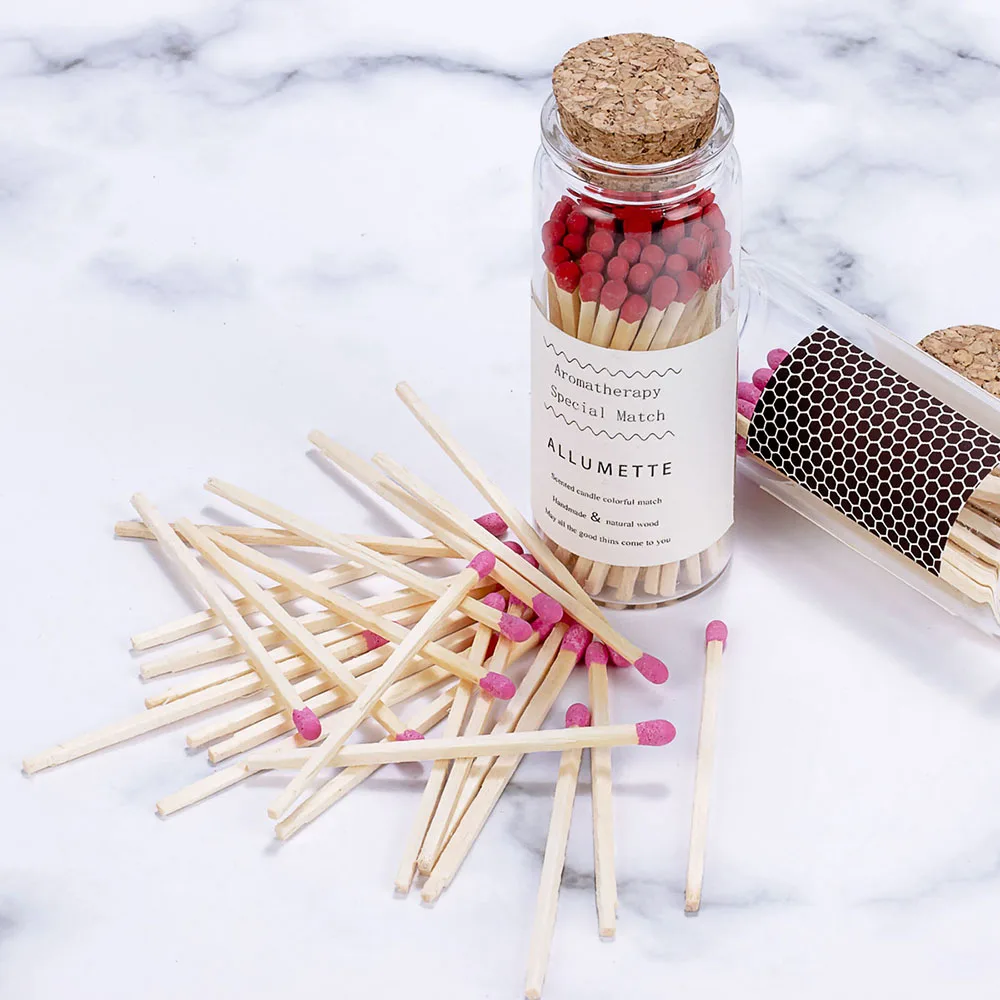 7.5cm Scented Colorful Match Apothecary Galss Jar Wooden Matches For Aromatherapy Candles Cigarette Smoking Tools