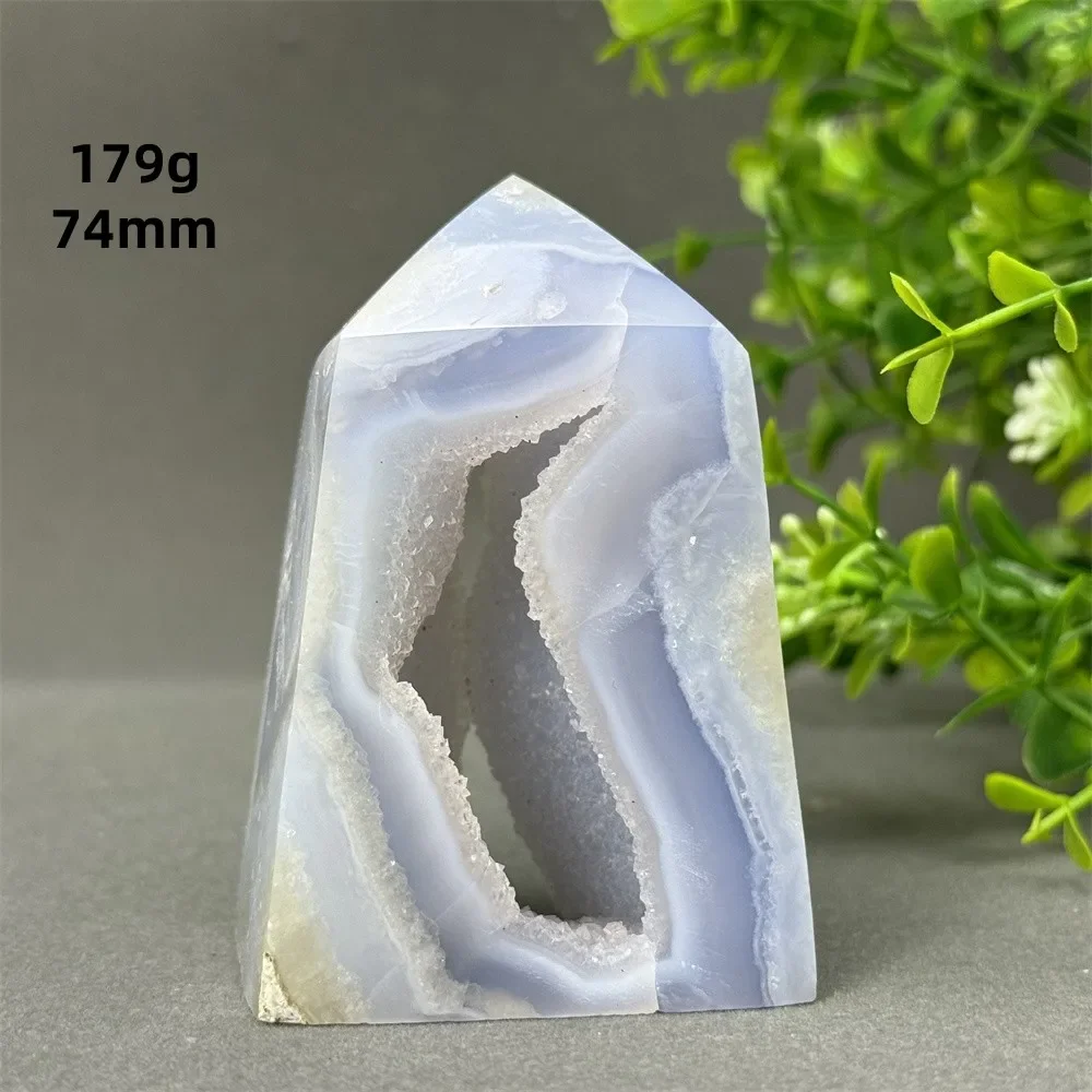 Natural Blue Lace Agate Geode Obelisk Crystal Cluster Spiritual Energy Therapy Meditation Home Energy Feng Shui Ornaments Gift