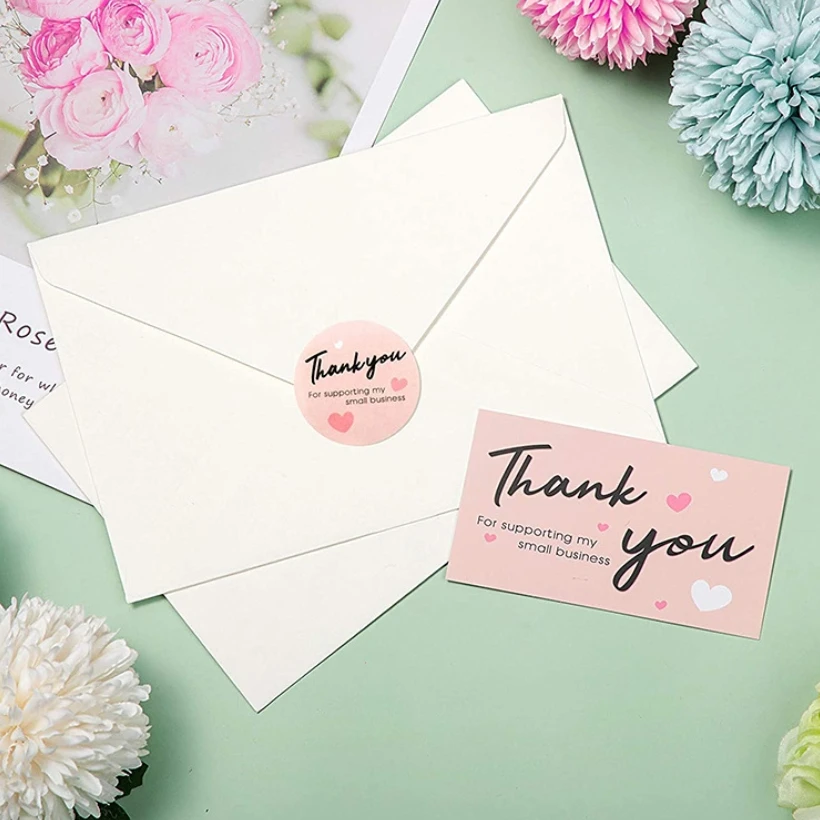 Pink Thank You for Supporting My Small Business Sticker 38mm Seal Labels Gift Cards Packaging Decoration