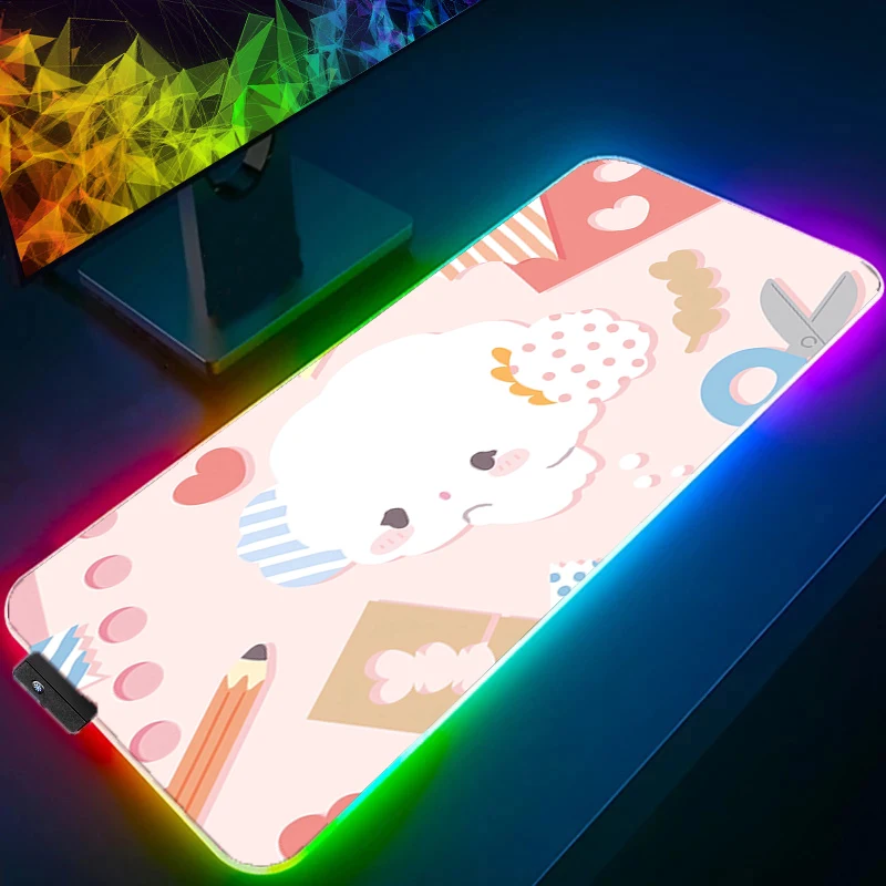 

RGB Backlight Mouse Pad C-cogimyun Anime Gabinete Gamer Computer LED 90x40 Desk Mat Keyboard Gaming Accessories Kawaii Mousepad