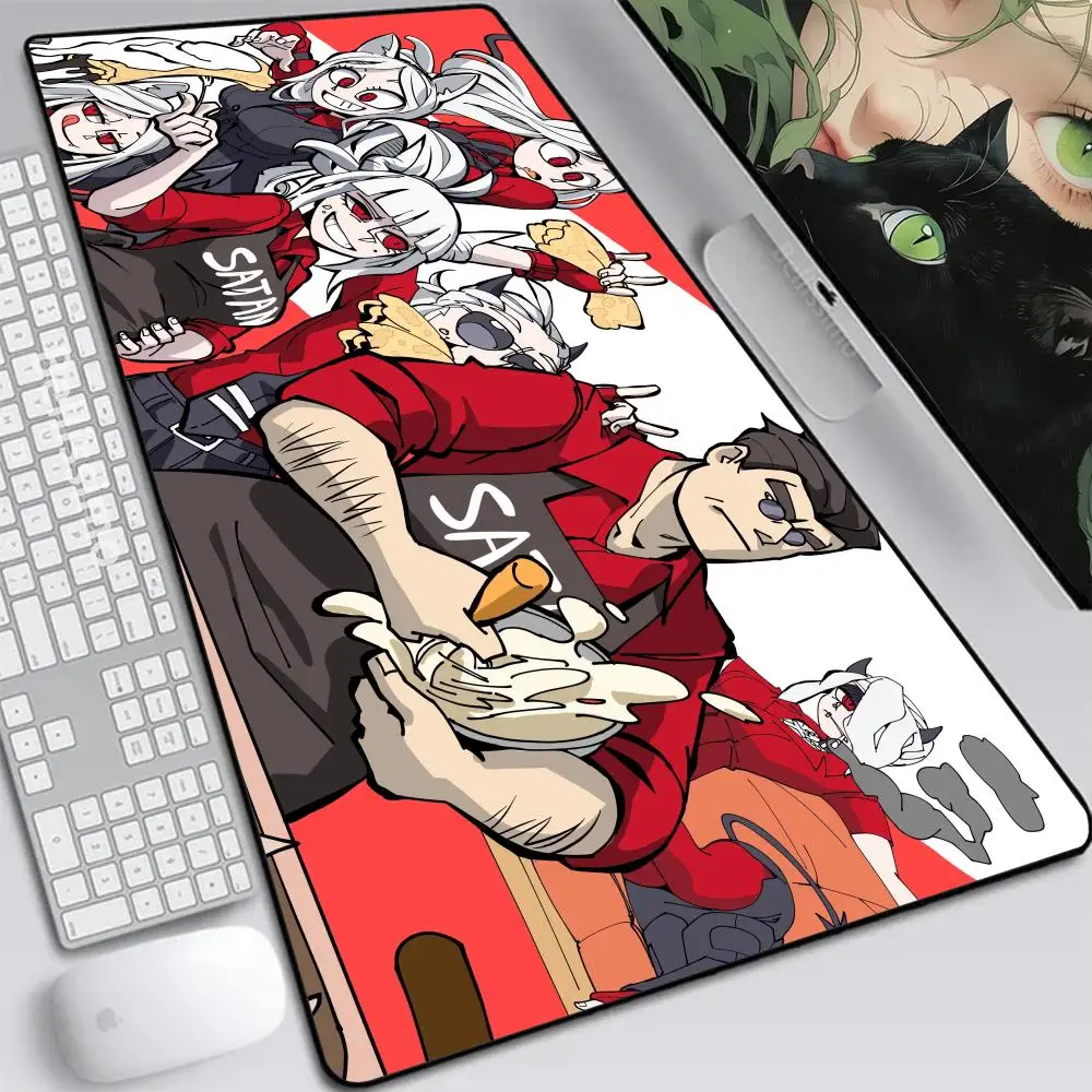 Imagem -03 - Gamer Gaming Mouse Pad Faça Você Mesmo Helltaker Anime pc Computer Desk Mat Foto Personalizada Otaku Bloqueio Borda Xxl