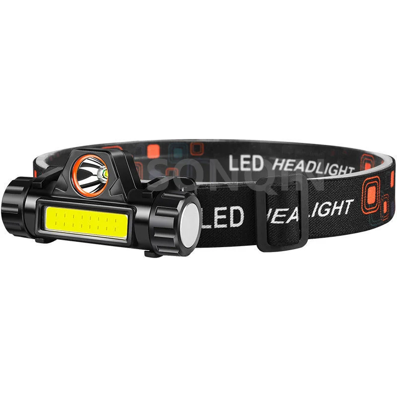 LED Headlamp 2-Mode USB Rechargeable Powerful Headlight IP66 Waterproof 18650 Head Torch Camping Fishing Lantern