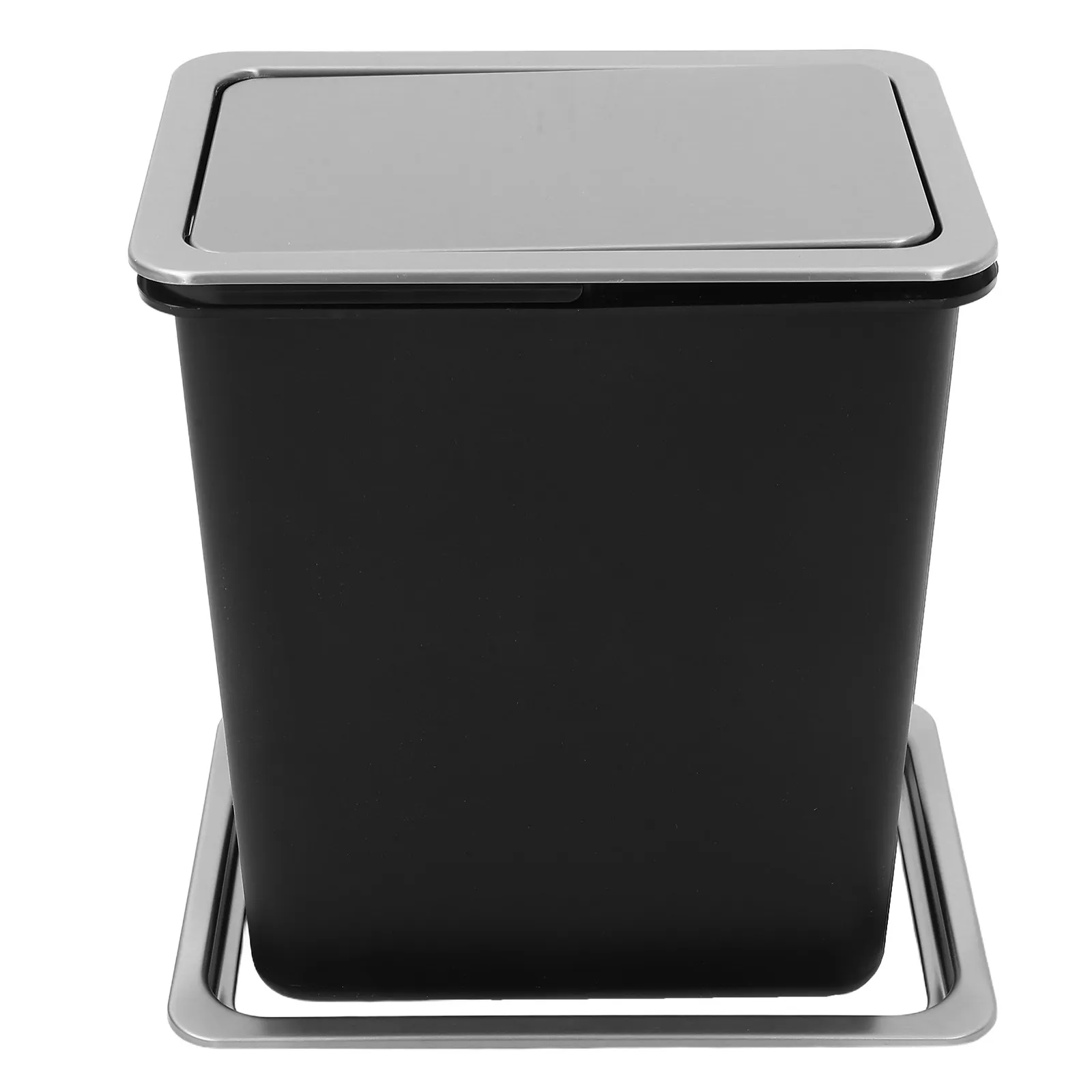 

1Set Stainless Steel Countertop Embedded Trash Can Lid Swing Top Kitchen Waste Bin Cover Recessed Built-in Garbage Lid Odor