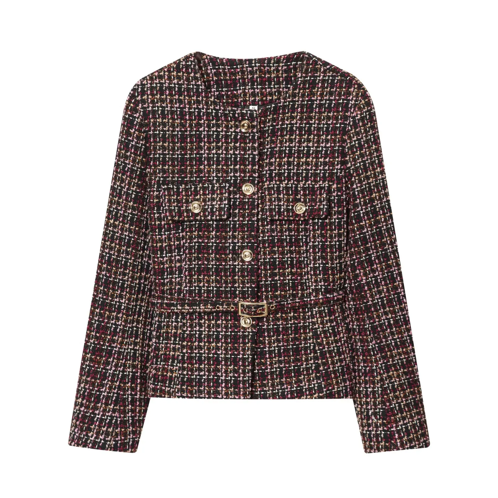 

ЖЕНСКАЯ мода 2021, новинка зимы в европейском и американском стиле, крупный квадрат с поясом, приталенная куртка с длинными рукавами, верхняя одежда Mujer