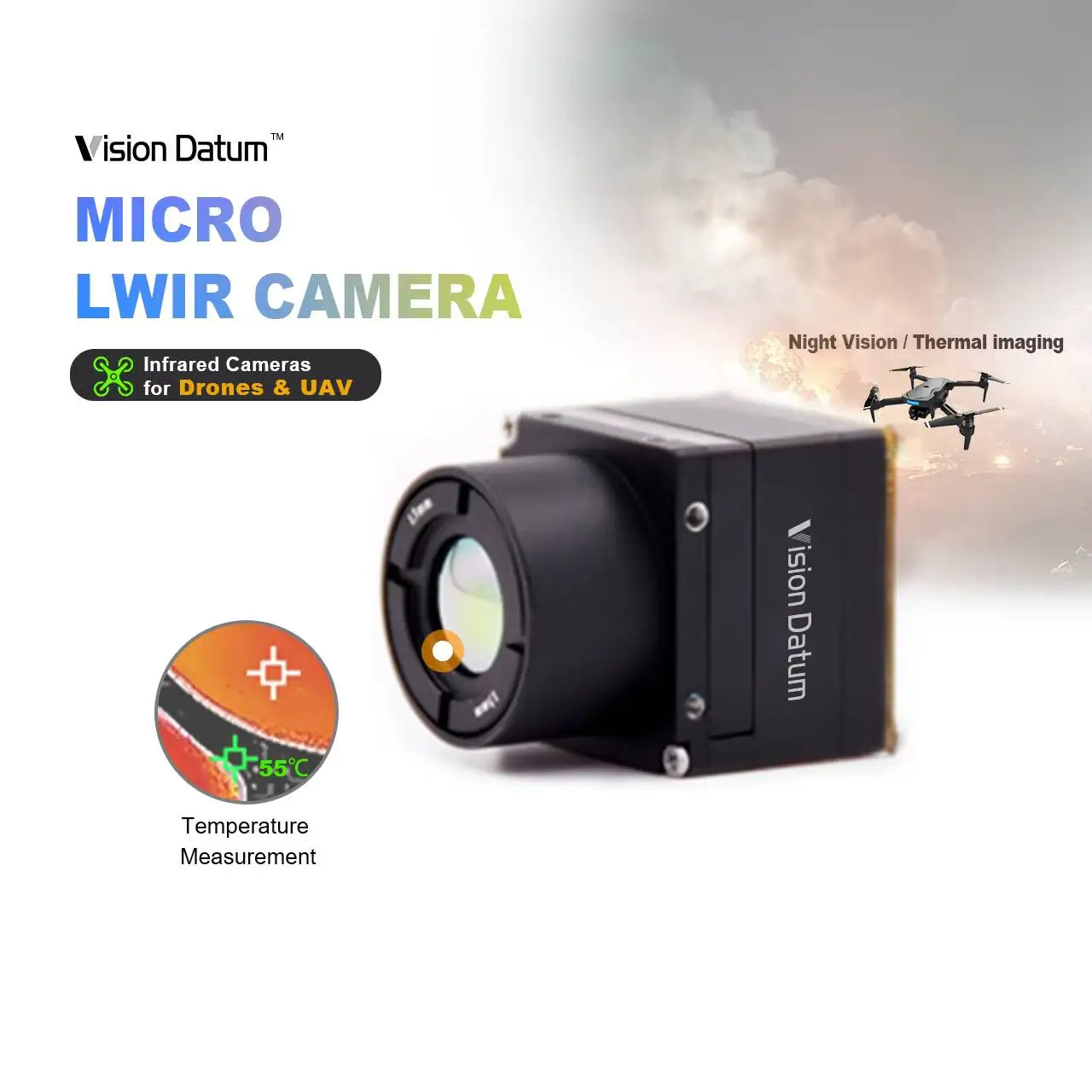 1280X1024 LWIR 12Um Non-Cooled El 50Mm 75Mm TWIN1212 Infrared Core Drone Temperature Measurement Thermal Imager