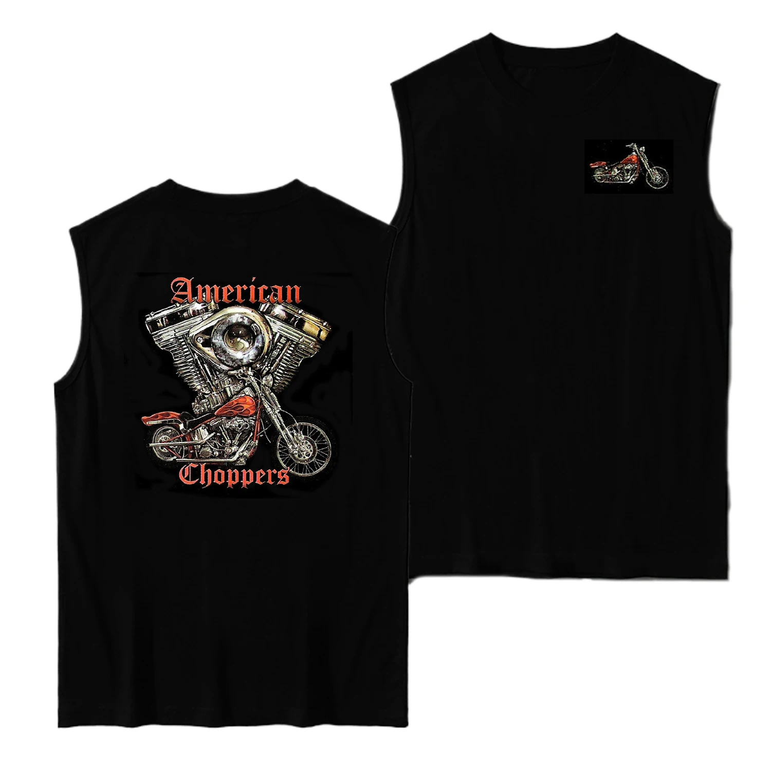 

Retro American Choppers Motorcycle Rocker Biker Vest 100% Cotton O-Neck Summer Casual Mens Tanktop Sleeveless T-shirt Streetwear