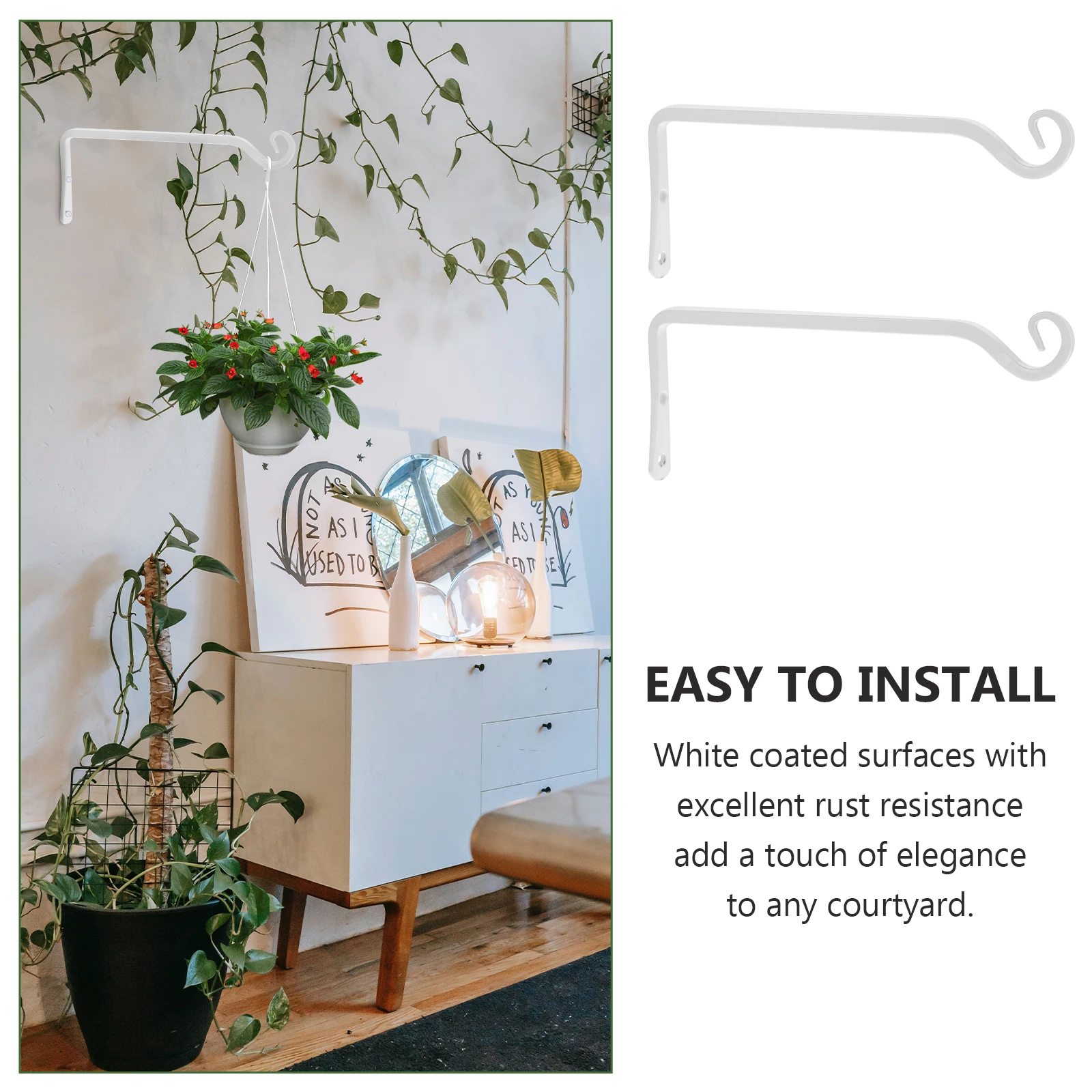 

2pcs Flower Pot Hook Hanging Plant Bracket Outdoor Garden Pots Plants Hangers Basket Iron Simple Design Strong Capacity Compact