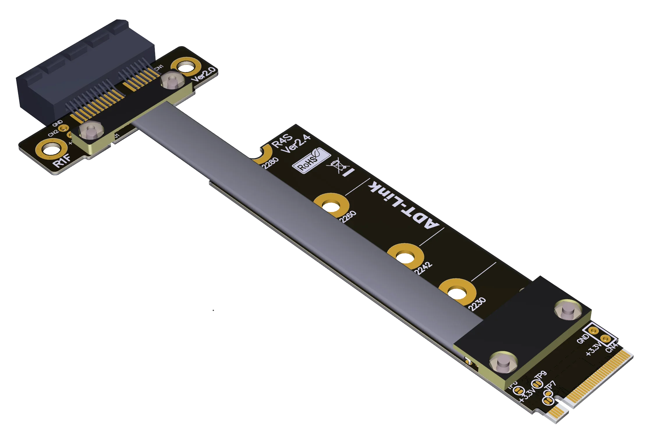 Câble adaptateur d'extension pour carte mère SSD, cartes de capture, clé M.2, clé M NVMe vers PCI-E, bronchSlot, PCIe, LAN