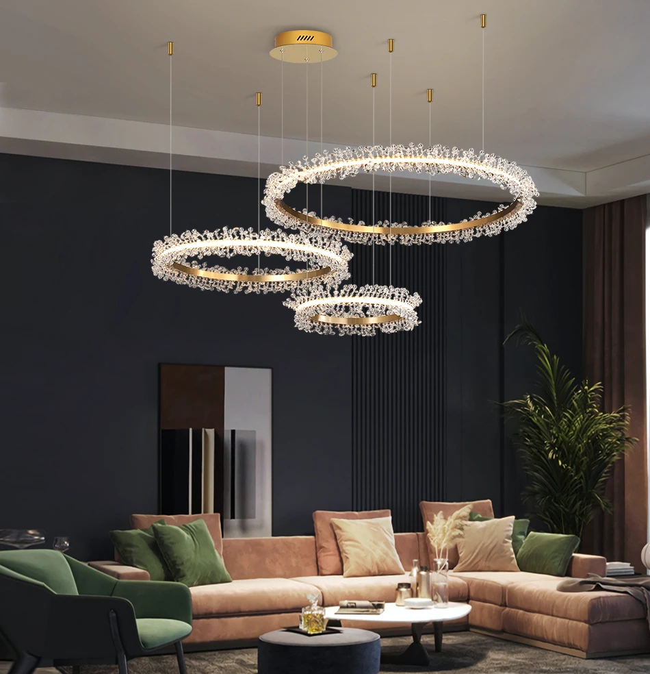 

Modern light luxury crystal living room chandelier simple atmosphere dining room bedroom round home decoration crystal lamp