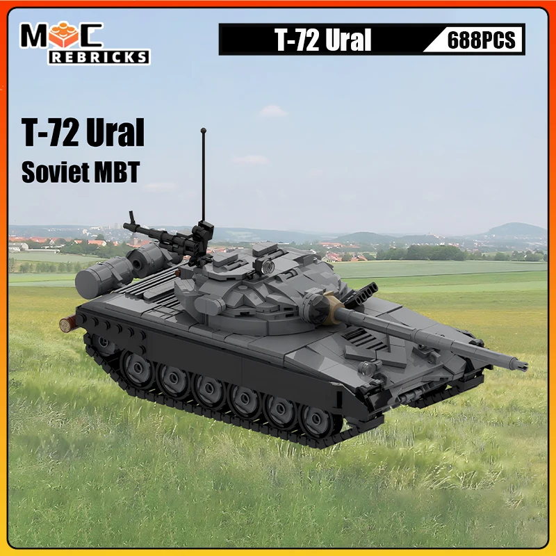 T-72B3M ของเล่นบล็อกตัวต่อรถ Moc T-72และกองทัพรถถังต่อสู้หลักทหารรางรถหุ้มเกราะอิฐโมเดลของขวัญคริสต์มาส