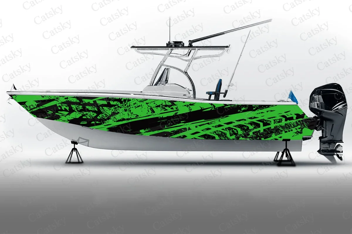Vector Stripes Geometric Abstract Op Art Boat Sticker Packaging Fish Boat Vinyl Modified Waterproof Decorative Boat Decals