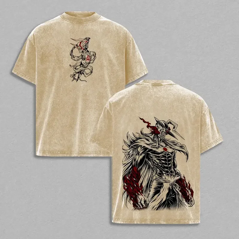 BLEACH Kurosaki Ichigo Graphic Tshirt Men Women Summer Clothing Short Sleeve Cotton T-shirts Washed Tee Harajuku Male T Shirt