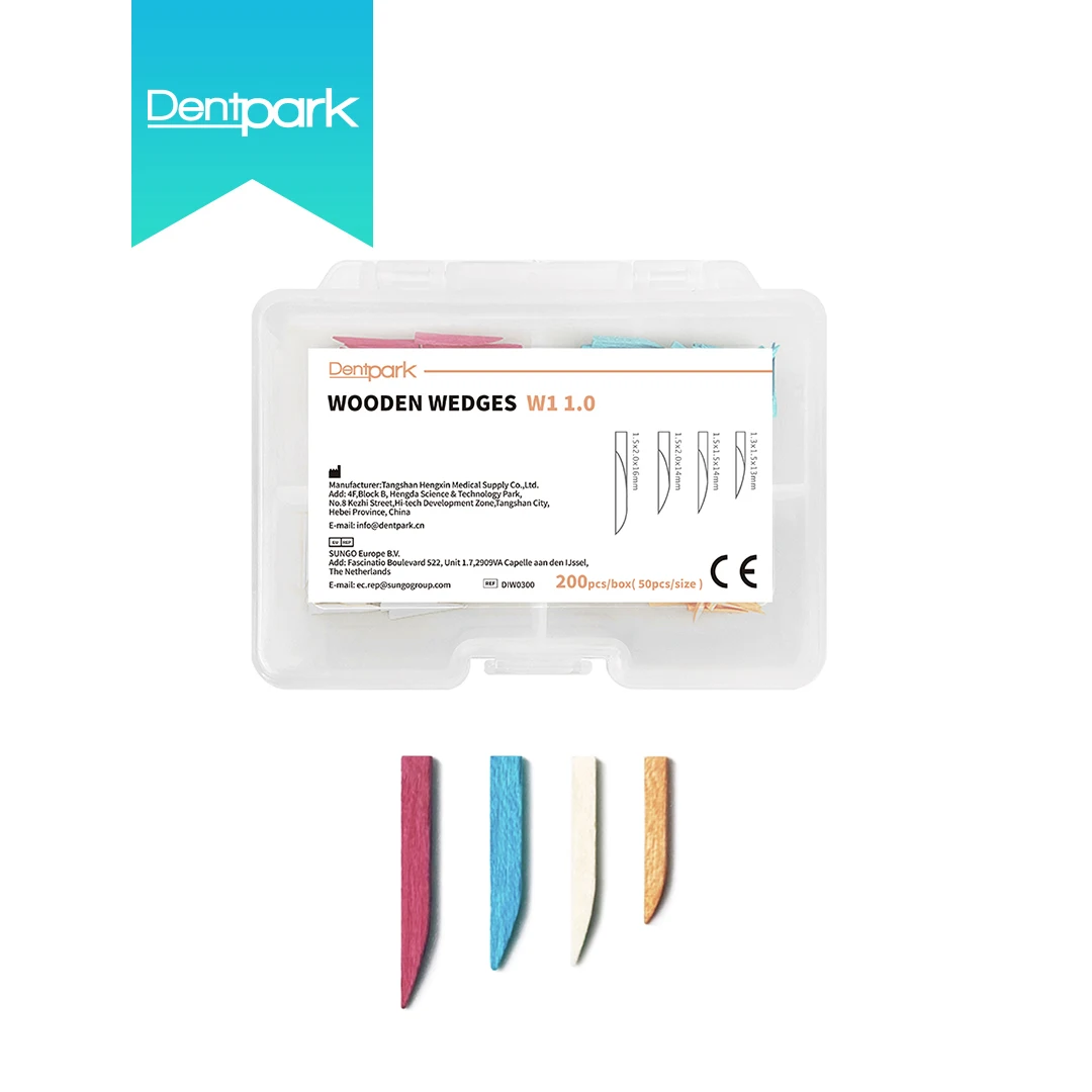 200Pcs/Box Dentpark Interproximal Maple Wooden Wedges W1 Tooth Gap Dental Contour Matrix System 4 sizes assorted