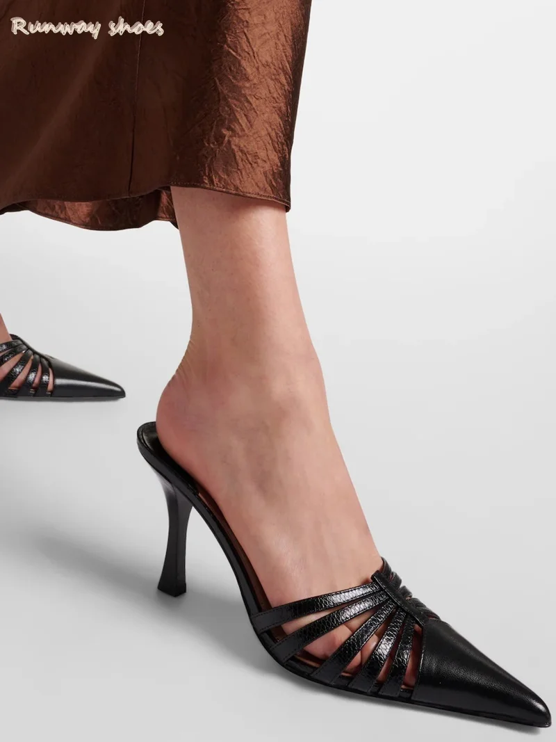 Summer Pointed Head One-Strip Women's Outdoor Slippers Elegant Style Hollowed-out Instep Women's Shoes For Banquets