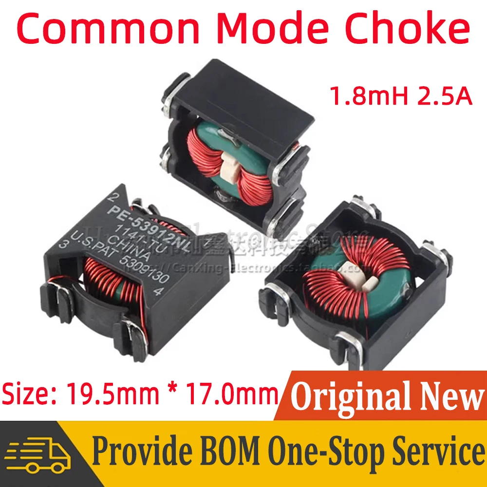 

2pcs PE-53912NLT SMT Common Mode Choke Coil Inductor Filter Inductance 1.8mH 2.5A Switching Power Supply PE 53912NLT