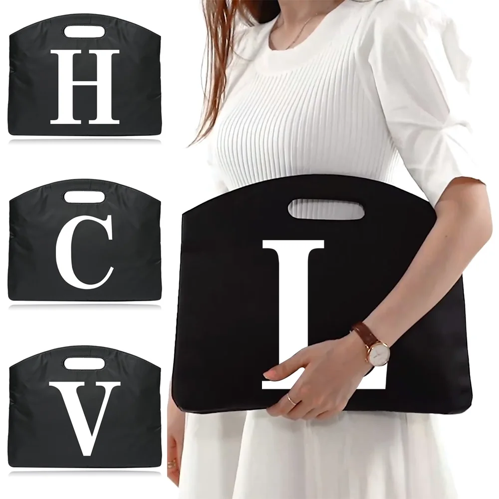 Briefcase Fashion Laptop Bag  Conference Bag Unisex File Bag Lager Capacity Business Trip for Work Handbag White Letter Print