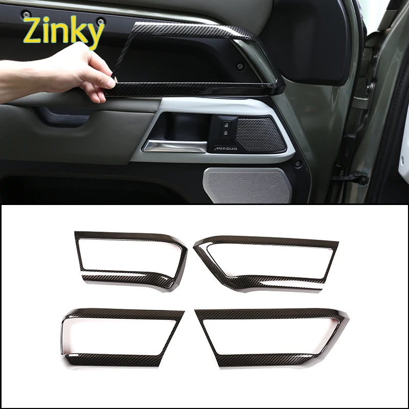

ABS Plastic Carbon Fiber Car Handle Cover Decoration Sticker Door Internal Handle Frame Fit for Land Rover Defender 90 110 2020+
