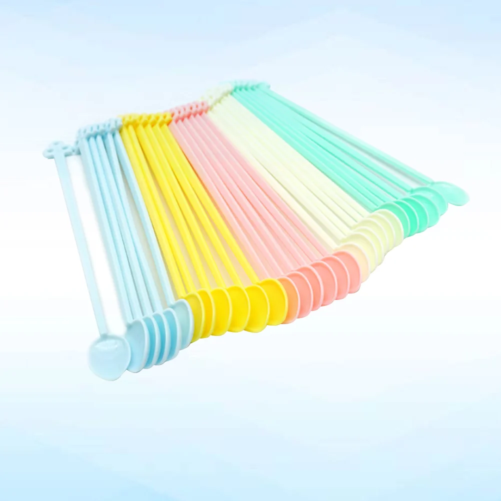 30pcs Candy Color Stirring Spoon Mini Plastic Coffee Jam Sauce Stirrer for Store Home Bar (Random Color)