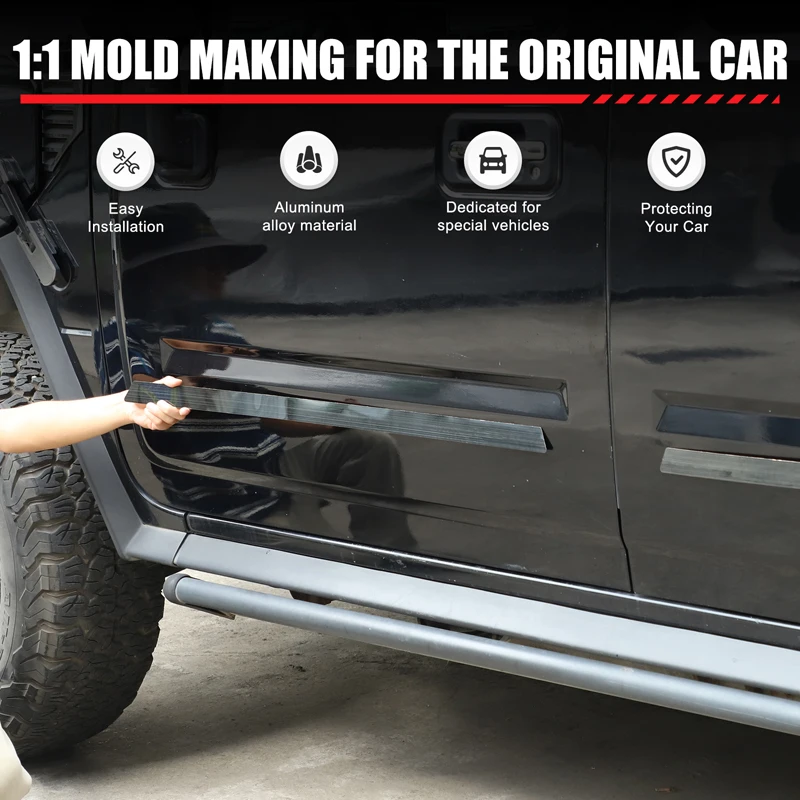 For Hummer H2 2003-2009 Body Side Molding Trim Stainless Steel Black Titanium Car Door Body Decor Strips Exterior Accessories