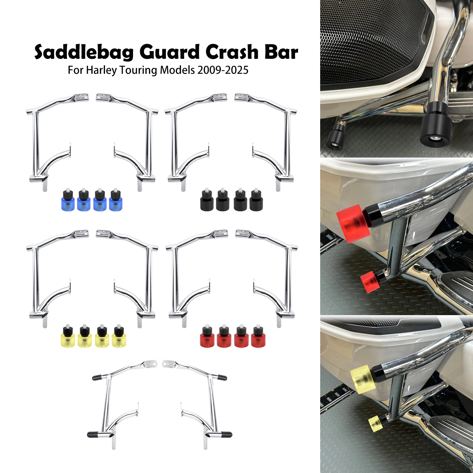 Motorcycle Saddlebags Guards Chrome Crash Bars Bumpers For Harley Touring Street Electra Road Glide FLHR 09-25 Saddle Bag Rails