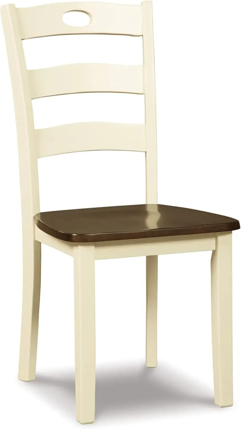 Design by Ashley 18" Cottage Ladderback Dining Chair, 2 Count, Cream & Brown