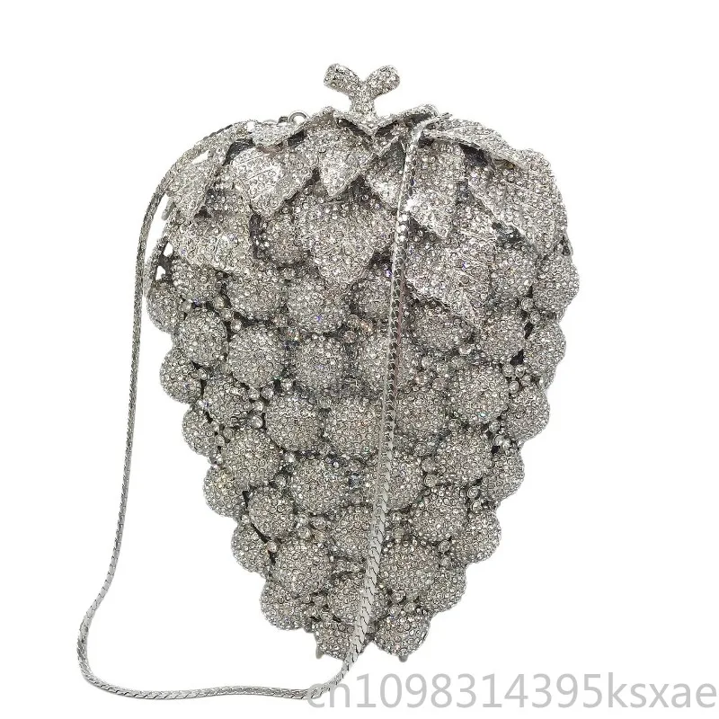 Crystal Rhinestone Lattice Metal Full Diamond Clutch Bag Evening Party Purse Fashion