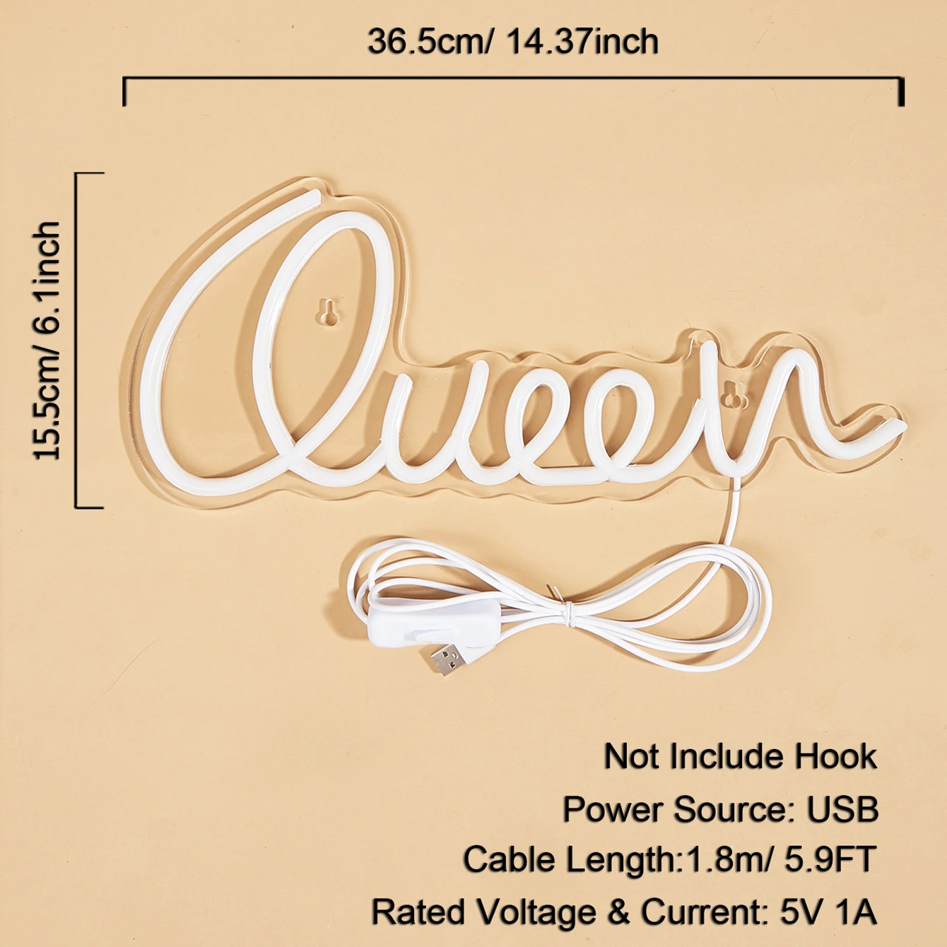 Chi-buy LED Neon Pink Queen USB Powered Night Light Wall Art & Game Room Bedroom Living Room Decor Lamp Sign Birthday Gift
