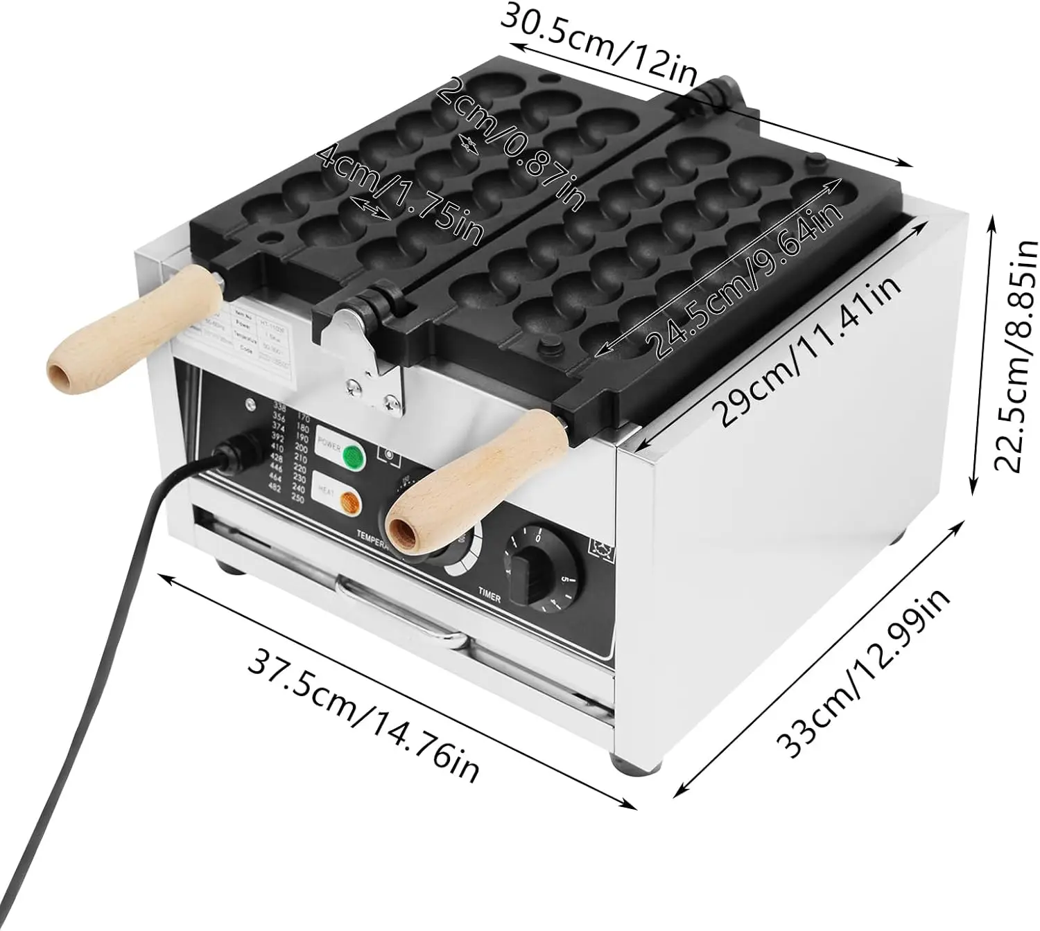 Commercial 42 Pcs Donut Ball Waffle Maker Waffle Baker Machine Nonstick Egg Hot Dog Baker Machine 1500W For Bakeries,