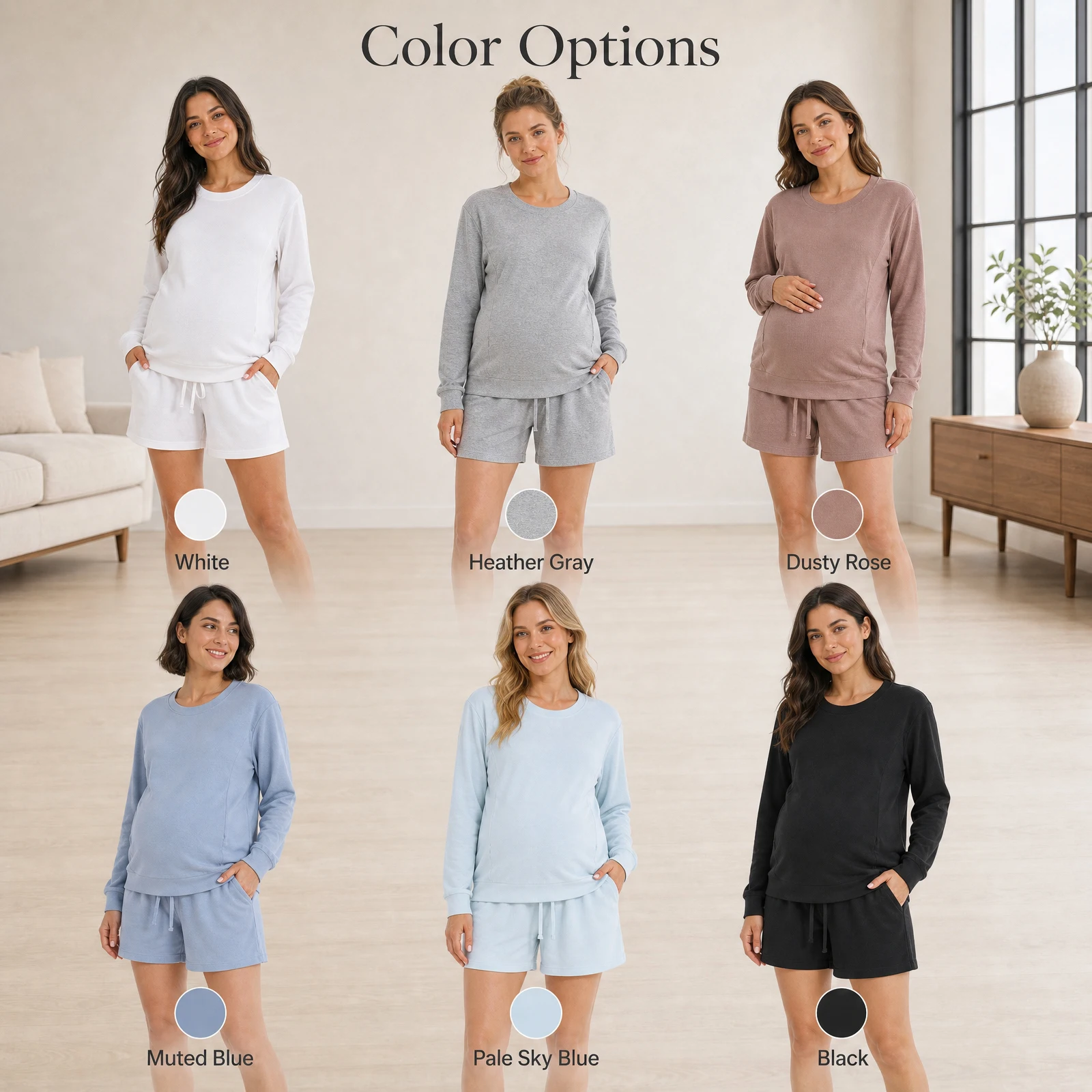 Waffle Knit Nursing Pajama Set 4
